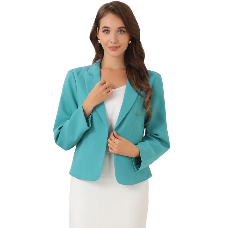 アレグラ ケー レディース アウター ジャケット・ブルゾン フラワー柄 プリント ブレザー フラワー ALLEGRA K Women's Open Front Floral Print Blazer Light Lake Blue Solid ブルー|ReVida 店