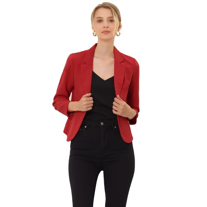 アレグラ ケー レディース アウター ジャケット・ブルゾン フラワー柄 プリント ブレザー フラワー ALLEGRA K Women's Open Front Floral Print Blazered Solid レッド|ReVida 店