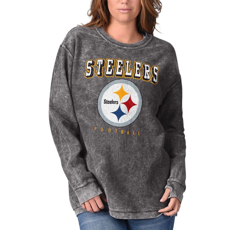 G-III レディース トップス Tシャツ スウェット Women's G-III 4Her by Carl Banks Black Pittsburgh Steelers Comfy Cord Pullover Sweatshirt Stl Black ブラック