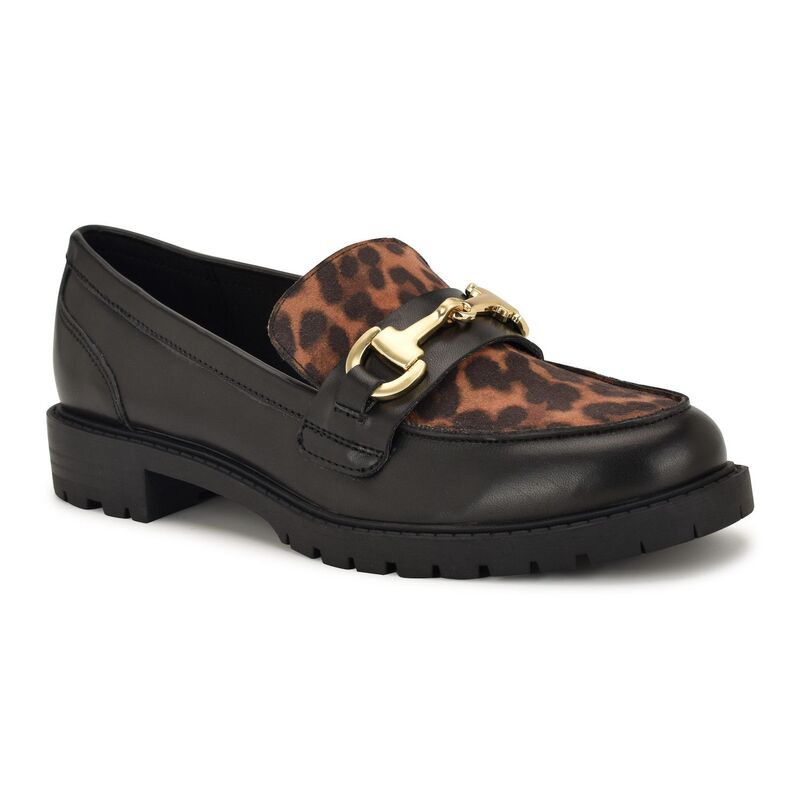 ナインウェスト レディース シューズ スリッポン・ローファー Nine West Newdale Women's Lug Sole Loafers Black Multi ブラック