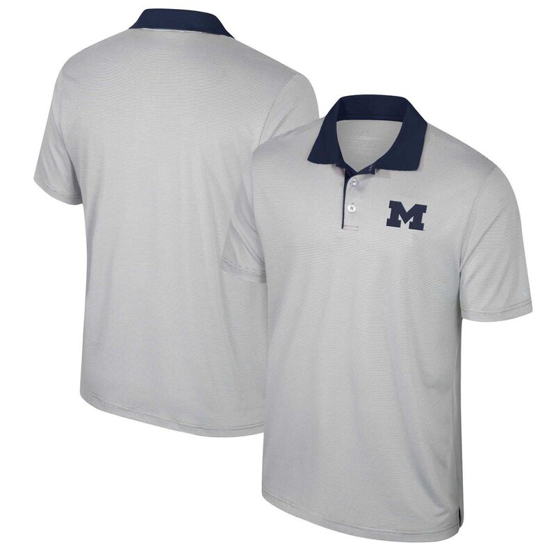 コロシアム メンズ トップス Tシャツ ポロシャツ トール Men's Colosseum Gray Michigan Wolverines Big & Tall Tuck Striped Polo Mic Grey グレー