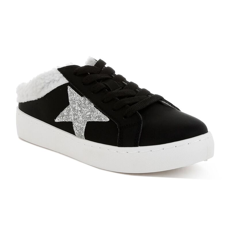 ロンドンラグ レディース シューズ スニーカー London Rag Moxie Faux Fur Collar Star Detail Women\u0027slip-On Sneakers Black 黒いこと スニーカー-靴