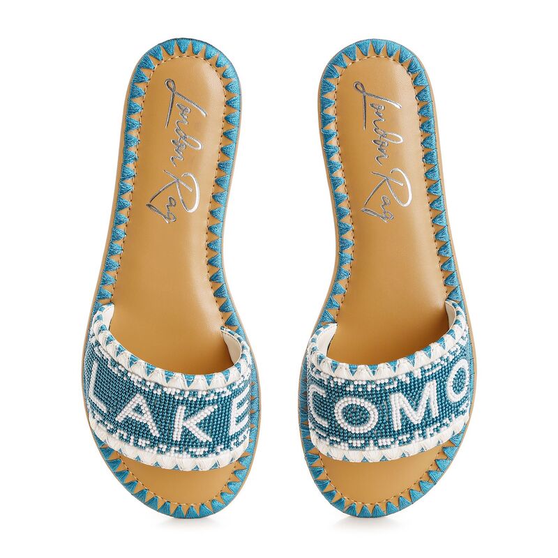 ロンドンラグ レディース シューズ サンダル London Rag Hot Hub Women's Beaded Slip-On Flat Sandals Blue ブルー