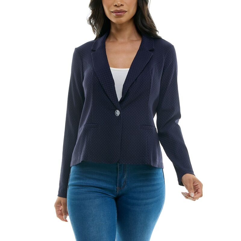 ニナレオナルド レディース アウター ジャケット・ブルゾン クロップド ブレザー Women's Nina Leonard Cropped Stripe Blazer Navy ネイビー｜ReVida 店 11,684円