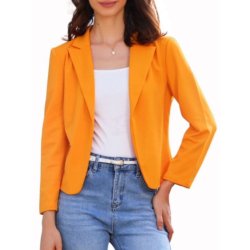 アレグラ ケー レディース アウター ジャケット・ブルゾン ブレザー ALLEGRA K Business Blazer For Women's Open Front Office Casual Work Crop Suit Jacket Orange オレンジ|ReVida 店