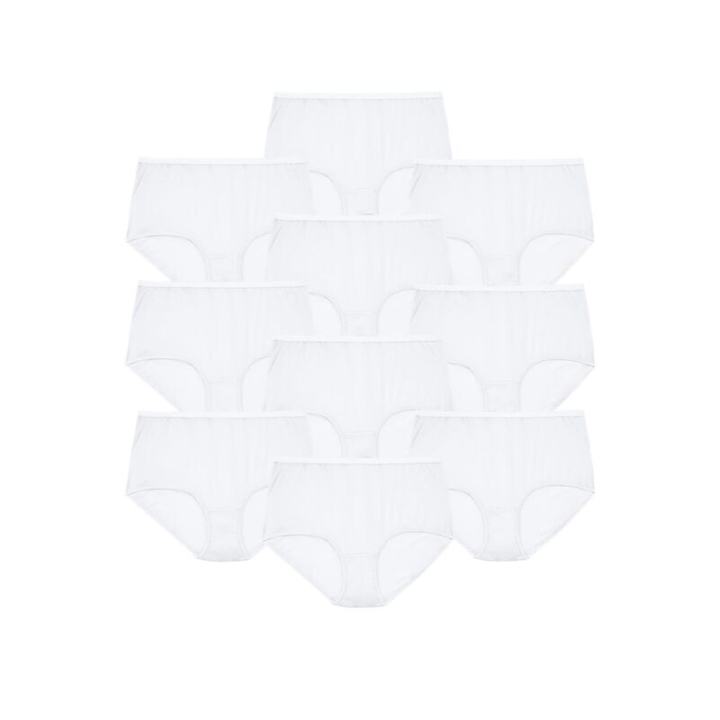 コンフォート チョイス レディース アンダーウェア パンツ プラスサイズ ナイロン Comfort Choice Plusize Full Coverage Nylon Brief 10-Pack White Pack ホワイト