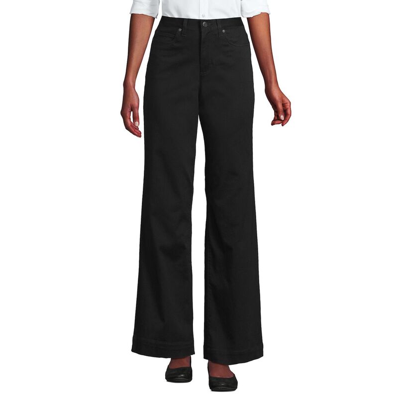 ランズエンド レディース ボトムス カジュアルパンツ ワイドレッグ プチ Petite Lands End High-Rise Wide Leg Knockabout Chino Pants Black ブラック