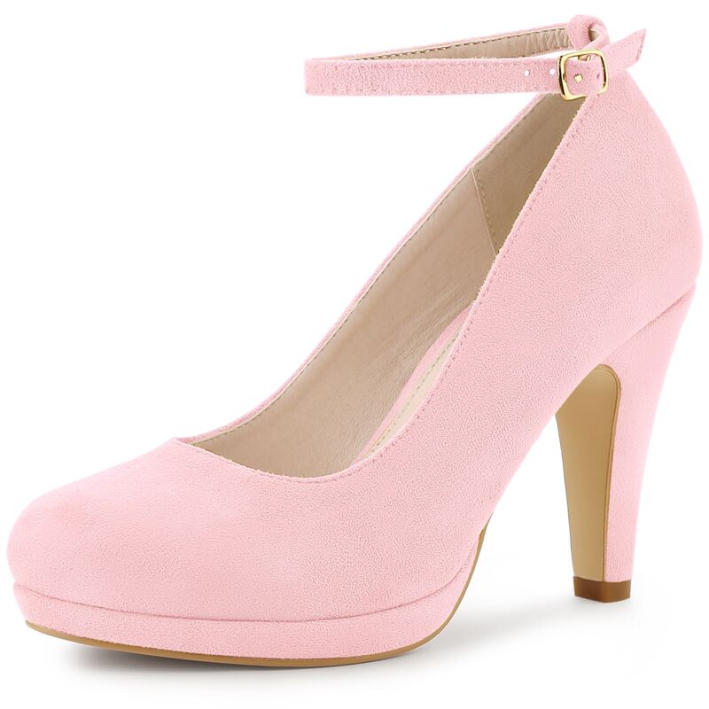 アレグラ ケー レディース シューズ パンプス アンクル ヒール ALLEGRA K Women's Round Toe Stiletto Heels Ankle Strapumps Bling Pink ピンク