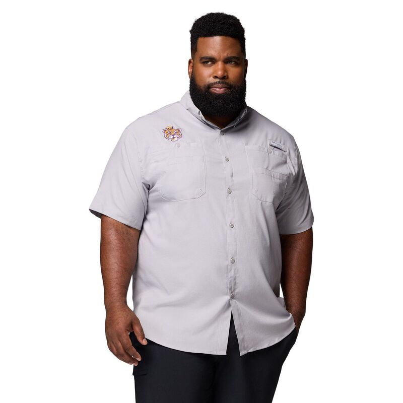 コロンビア メンズ トップス Tシャツ トール ダウン Men's Columbia Gray LSU Tigers Big & Tall Tamiami Omni-Shade Button-Down Shirt Lsu Grey グレー|ReVida 店
