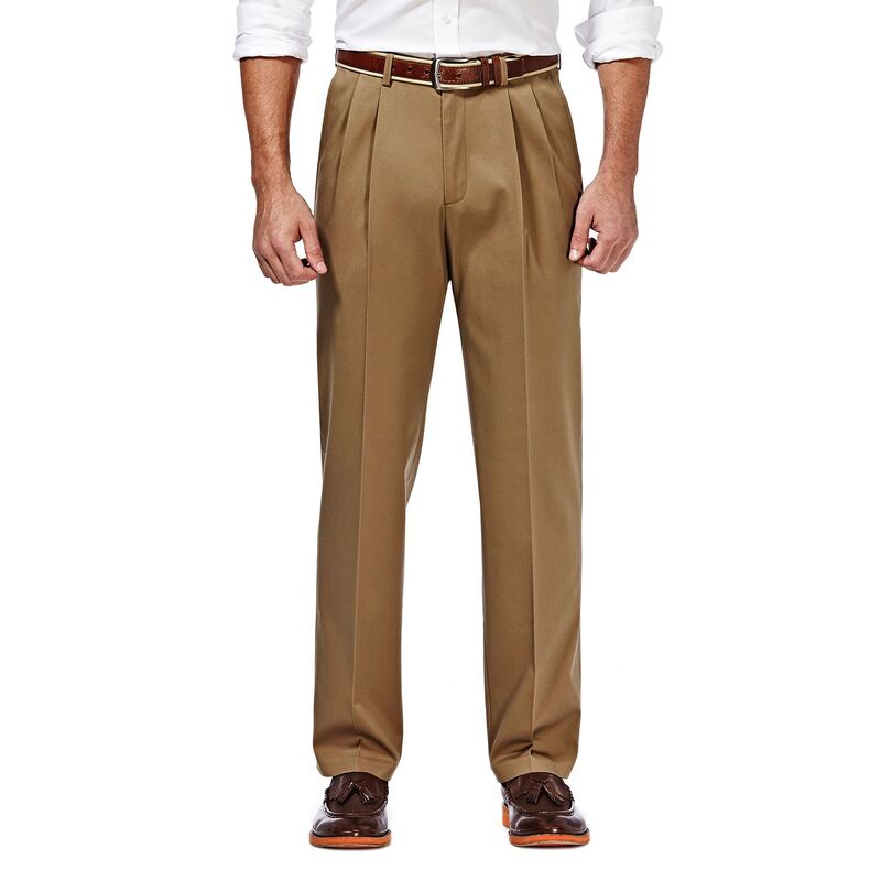 ハガー メンズ ボトムス カジュアルパンツ プリーツ Men ’ s Haggar Premium No-Iron Khaki Stretch Classic-Fit Pleated Expandable Waist Pants British Khaki カーキ|ReVida 店