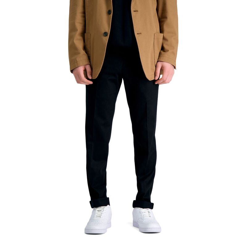 ハガー メンズ ボトムス カジュアルパンツ Men ’ s Haggar Premium No-Iron Khaki Flex Waist Slim-Fit Stretch Flat-Front Pants Black ブラック|ReVida 店