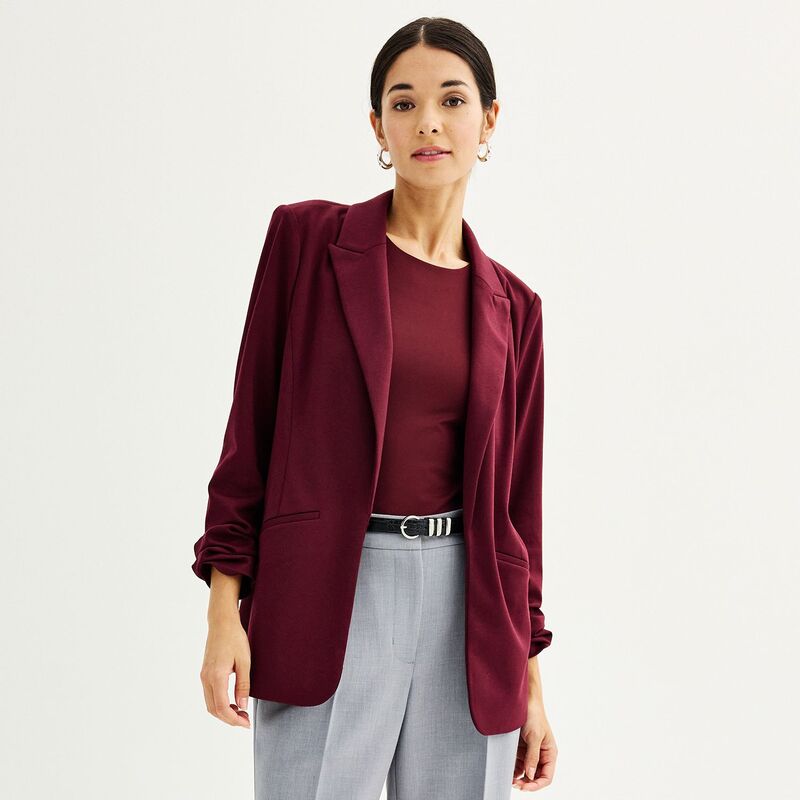 ナインウェスト レディース アウター 上衣・上衣 スポーツジャケット 編み物 Women\u0027s Nine West Knit Open-Front Blazer Maddie Plum 酸桃