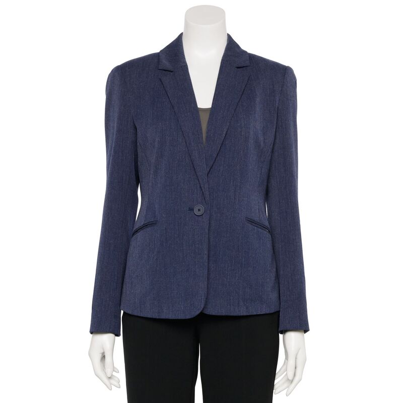 ナインウェスト レディース アウター ジャケット・ブルゾン ブレザー Women's Nine West Adaptive Classic Single Button Blazer Heather Navy ヘザー