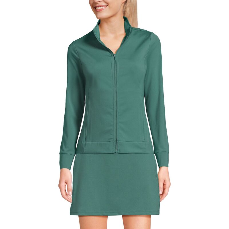 ランズエンド レディース トップス Tシャツ ジャケット Women's Lands' End Long Sleeve High Impact Front Zip Jacket Washed Evergreen