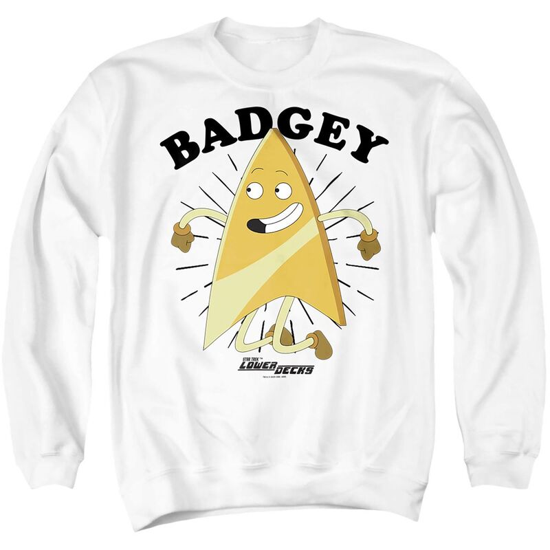 アニメ文字記号 メンズ トップス ティーシャツ 流汗 グラフィック Licensed Character Men\u0027star Trek Badgey Graphic Sweatshirt White 白いこと トップス-Tシャツ・カットソー