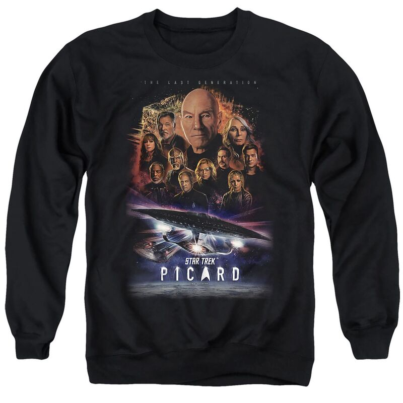 アニメ文字記号 メンズ トップス ティーシャツ 流汗 グラフィック Licensed Character Men\u0027star Trek Picard The Last Graphic Sweatshirt Black 黒いこと メンズファッション-トップス-Tシャツ・カットソー