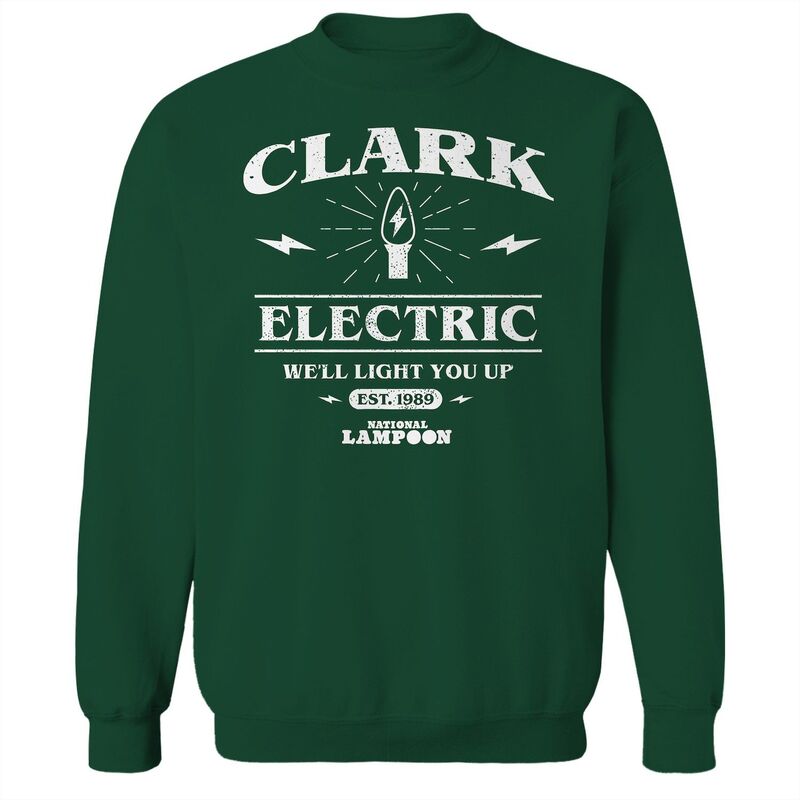 アニメ文字記号 メンズ トップス ティーシャツ 流汗 グラフィック Licensed Character Men\u0027s Nationalampoon\u0027s Christmas Vacation Clark Electric We\u0027llight Youp Graphic Sweatshirt Forest Green 緑であること トップス-Tシャツ・カットソー-メンズファッション