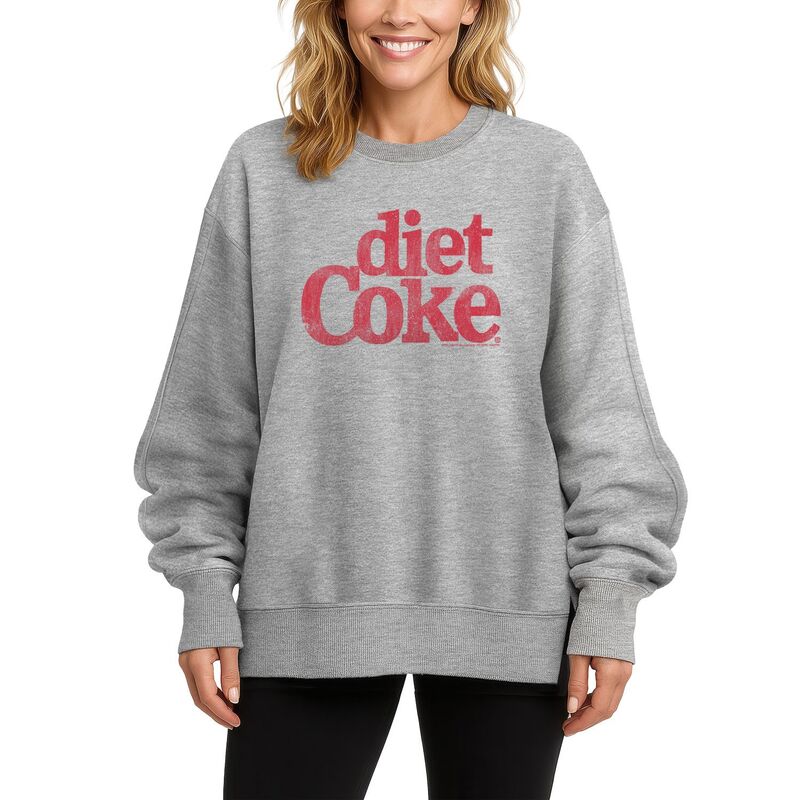アニメキャラクター レディース トップス Tシャツ スウェット ロゴ フリース Licensed Character Women's Diet Coke Logo Distressed Oversized Fleece Crew Sweatshirt Athletic Heather ヘザー