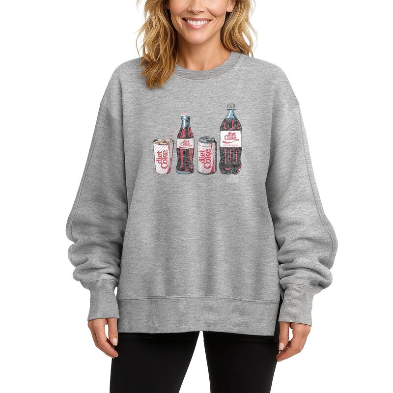 アニメキャラクター レディース トップス Tシャツ ヴィンテージ スウェット フリース Licensed Character Women's Diet Coke Lineup Vintage Oversized Fleece Crew Sweatshirt Athletic Heather ヘザー