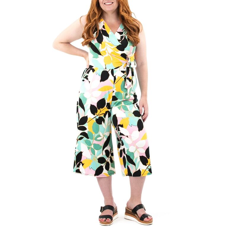 ニナレオナルド レディース トップス ワンピース プリント ジャンプスーツ Women's Nina Leonard Print Surplice Wide-Leg Jumpsuit Black Pink ブラック 14,024円