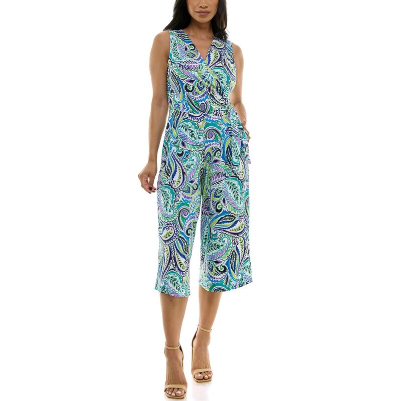 ニナレオナルド レディース トップス ワンピース プリント ジャンプスーツ Women's Nina Leonard Print Surplice Wide-Leg Jumpsuit Green Multi グリーン｜ReVida 店