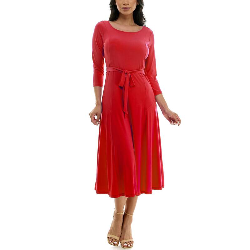 ニナレオナルド レディース トップス ワンピース ミディ Women's Nina Leonard Sylvia Midi Dress with Sash Deep Wine ワイン