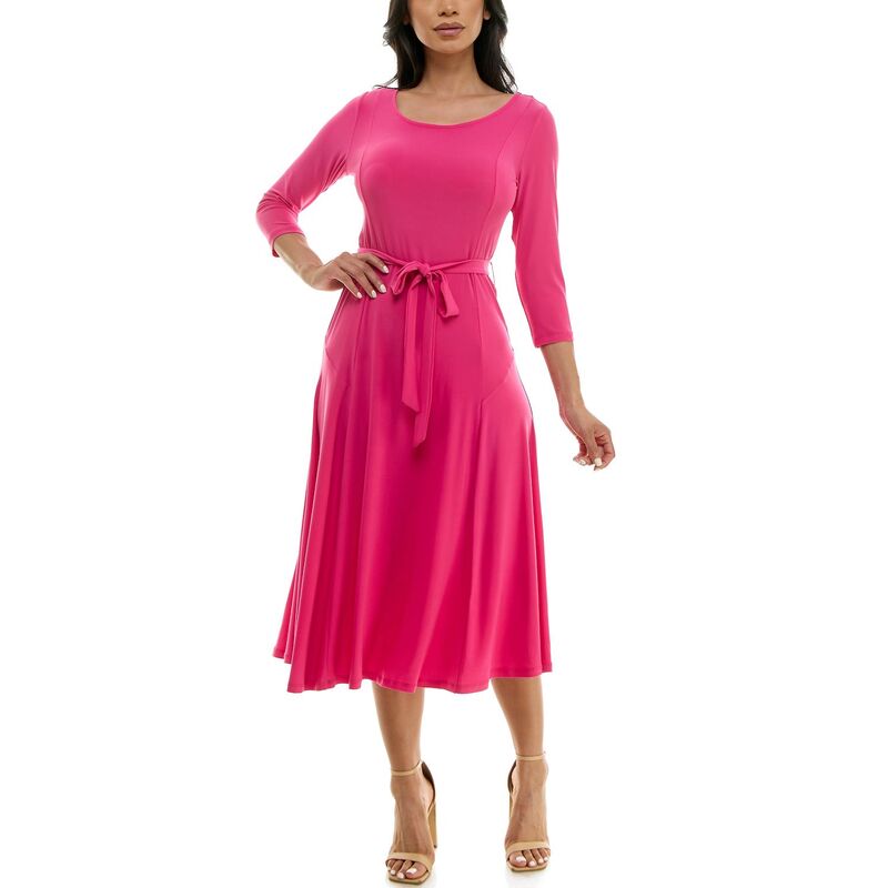 ニナレオナルド レディース トップス ワンピース ミディ Women's Nina Leonard Sylvia Midi Dress with Sash Dragon Fruit