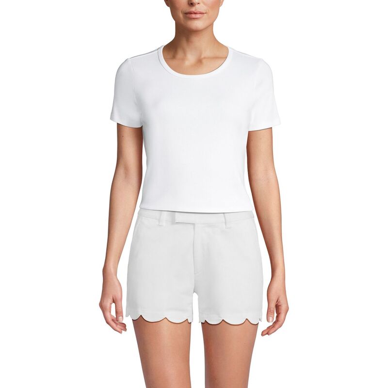 ランズエンド レディース ボトムス ハーフパンツ・ショーツ ショートパンツ Women's Lands' End Mid Rise Scallop Hem 5-in. Chino Shorts White ホワイト
