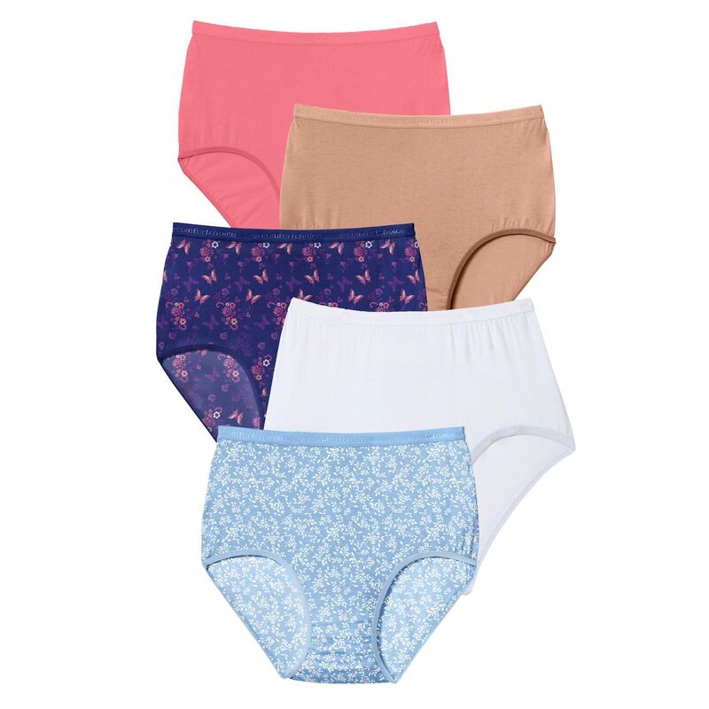 コンフォート チョイス レディース アンダーウェア パンツ プラスサイズ コットン Comfort Choice Plusize Full Coverage Cotton Brief 10-Pack Blue Butterfly Pack ブルー