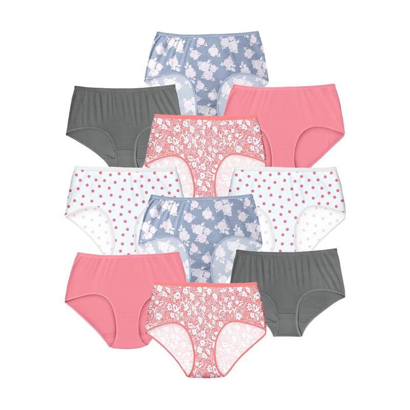 コンフォート チョイス レディース アンダーウェア パンツ プラスサイズ コットン Comfort Choice Plusize Full Coverage Cotton Brief 10-Pack Rose Pack