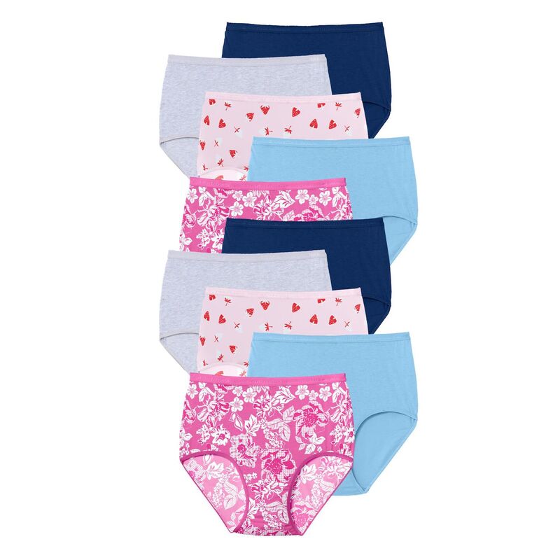 コンフォート チョイス レディース アンダーウェア パンツ プラスサイズ コットン Comfort Choice Plusize Full Coverage Cotton Brief 10-Pack Strawberry Pack