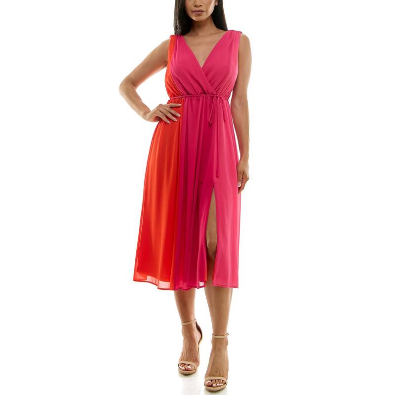 ニナレオナルド レディース トップス ワンピース シフォン Women's Nina Leonard Chiffon Dress Hot Orange Pink ピンク