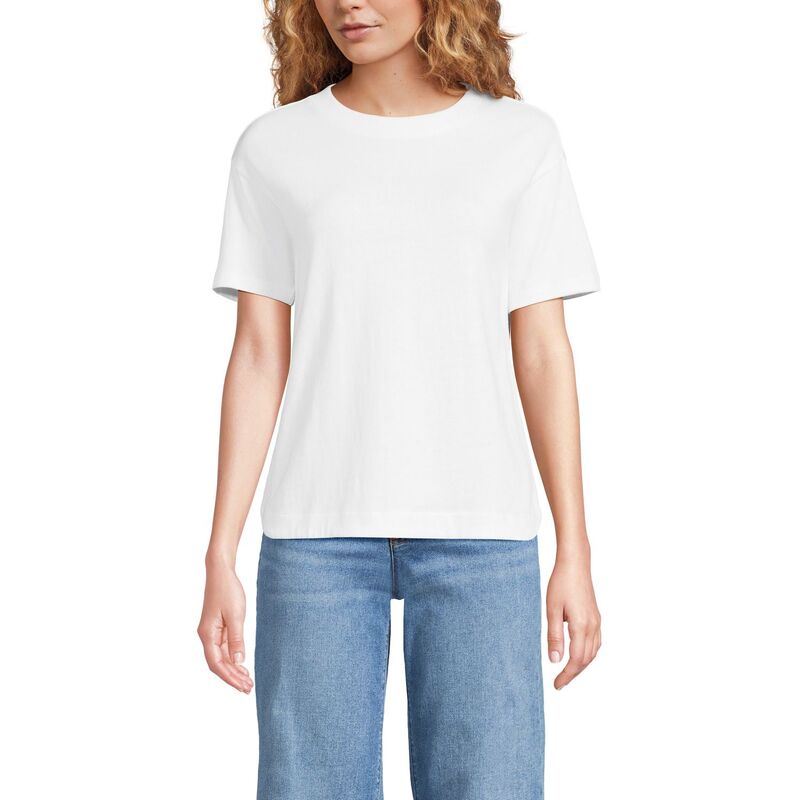 ランズエンド レディース トップス Tシャツ プチ Petite Lands' End Short Sleeve Mariner T-Shirt White ホワイト｜ReVida 店