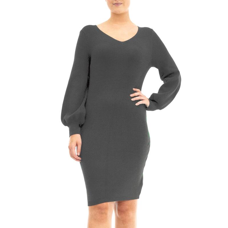 ニナレオナルド レディース トップス ワンピース セーター Women Nina Leonard Balloon-Sleeve Sheath Sweater Dressmoke スモーク
