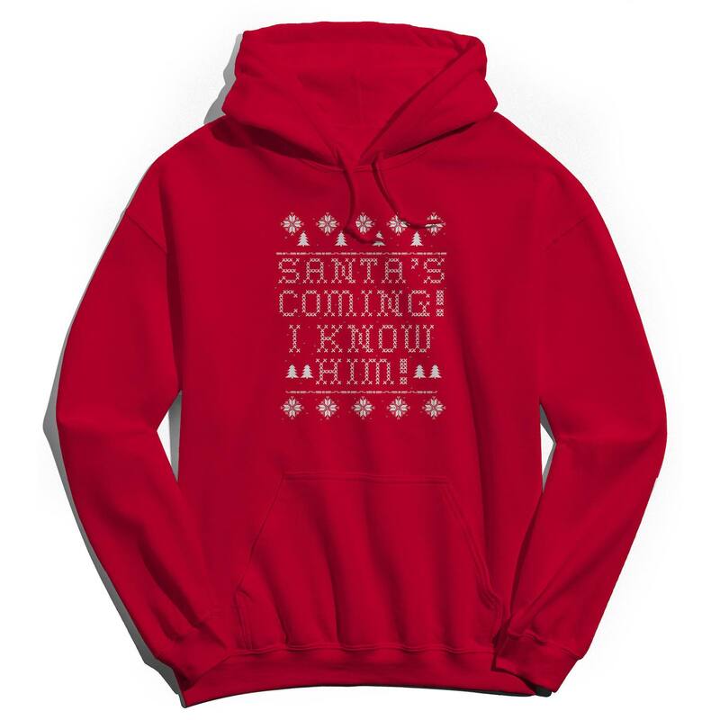 アニメキャラクター メンズ トップス Tシャツ パーカー Licensed Character Men'santa is Coming Hoodie Red レッド