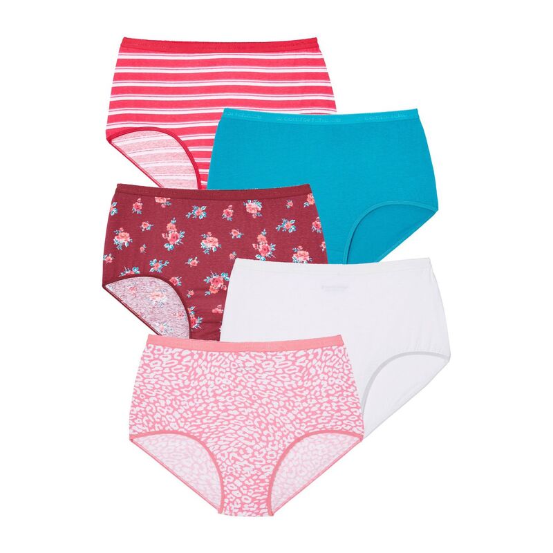 コンフォート チョイス レディース アンダーウェア パンツ プラスサイズ コットン Comfort Choice Plusize Full Coverage Cotton Brief 10-Pack Bouquet Pack