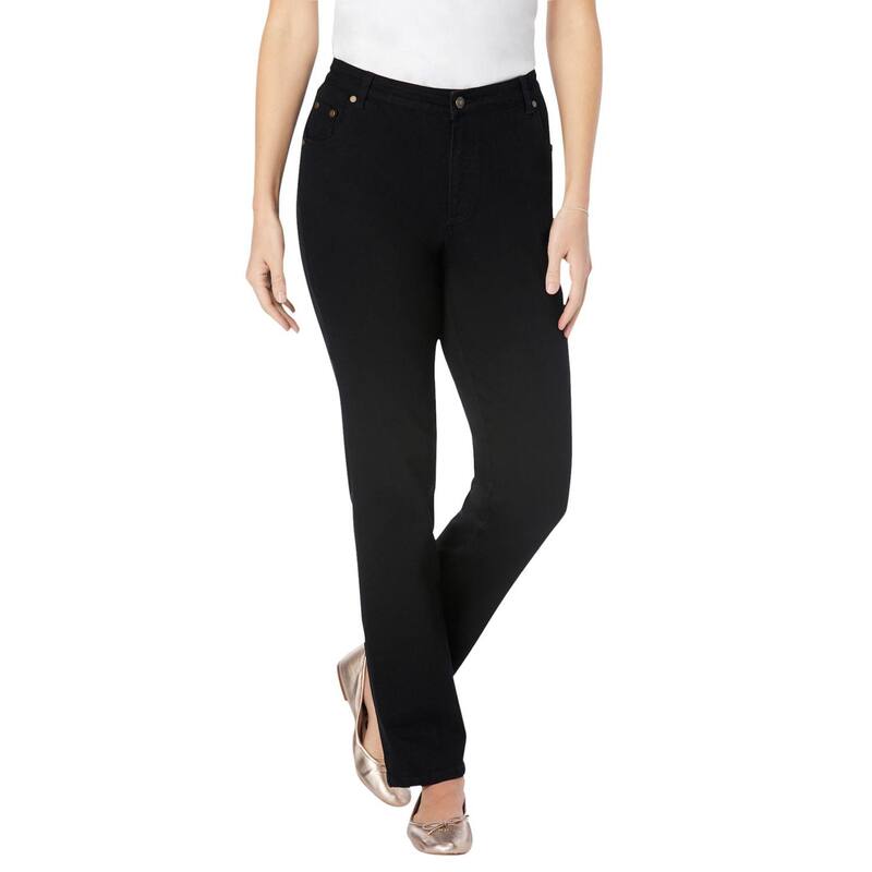 ウーマン ウィズイン レディース ボトムス デニムパンツ プラスサイズ トール ジーンズ Woman Within Plusize Tall Straight-Leg Stretch Denim Five-Pocket Jeans Black Denim ブラック