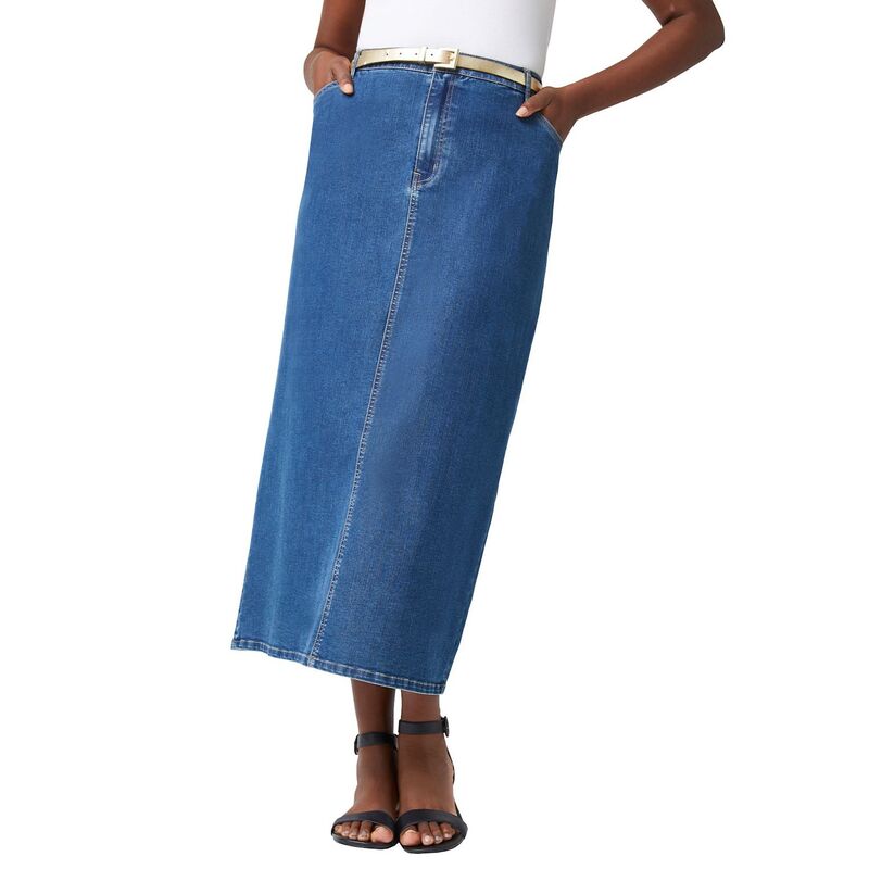 ジェシカロンドン レディース ボトムスカート プラスサイズ ミディ デニム Jessica London Women's Plusize True Fit Stretch Denimidi Skirt Medium Stonewash デニム
