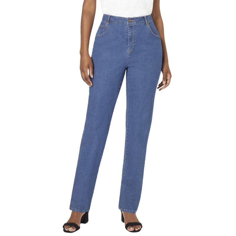 ジェシカロンドン レディース ボトムス デニムパンツ ストレート プラスサイズ プチ Jessica London Women's Plusize Petite True Fit Stretch Denim Straight Leg Jean Medium Stonewash デニム
