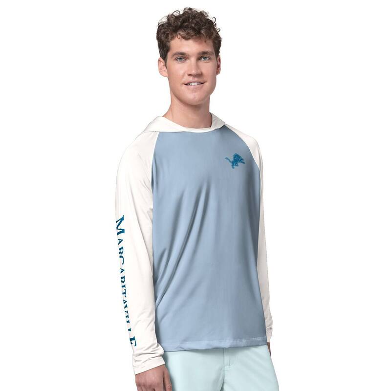 マルガリータビル メンズ トップス プルオーバー 長袖 パーカー Men\u0027s Margaritaville Light Blue/Cream Detroit Lionsand Sea Sunsets Long-Sleeve Rashguard Hoodie Pullover Lns Black 黒いこと