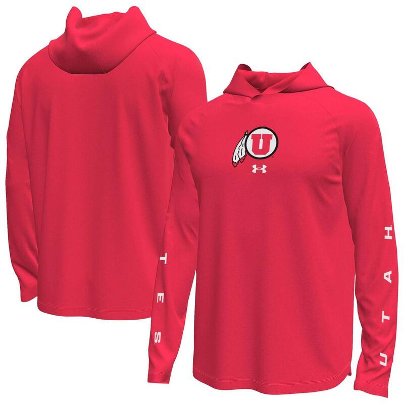 アンダーアーマー メンズ トップス プルオーバー 長袖 Men\u0027s Under Armoured Utah Utes Tech Stretch Long-Sleeve Hooded T-Shirt Ute Red 赤いこと