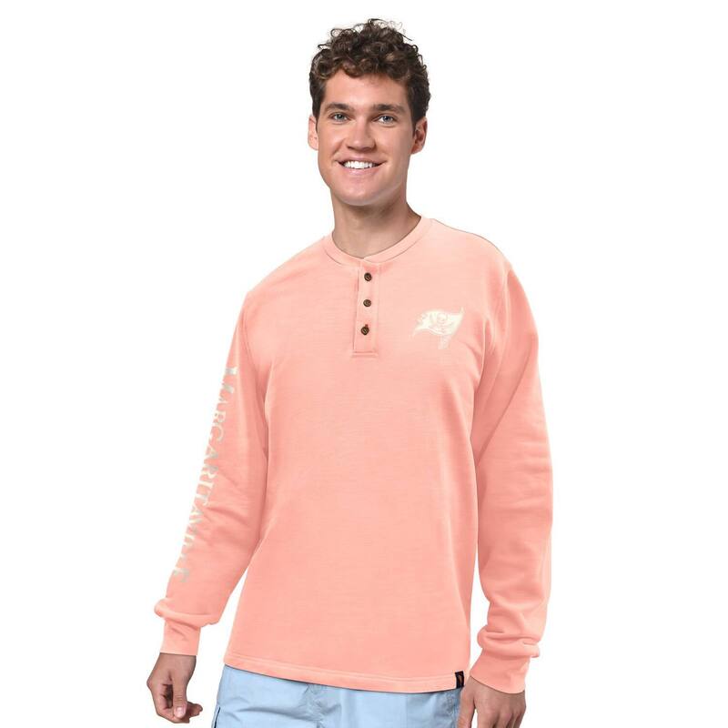 マルガリータビル メンズ トップス プルオーバー Men\u0027s Margaritaville Coral Tampa Bay Buccaneers Five O\u0027Clock Henley Long Sleeve T-Shirt Buc Pink O サクラ色