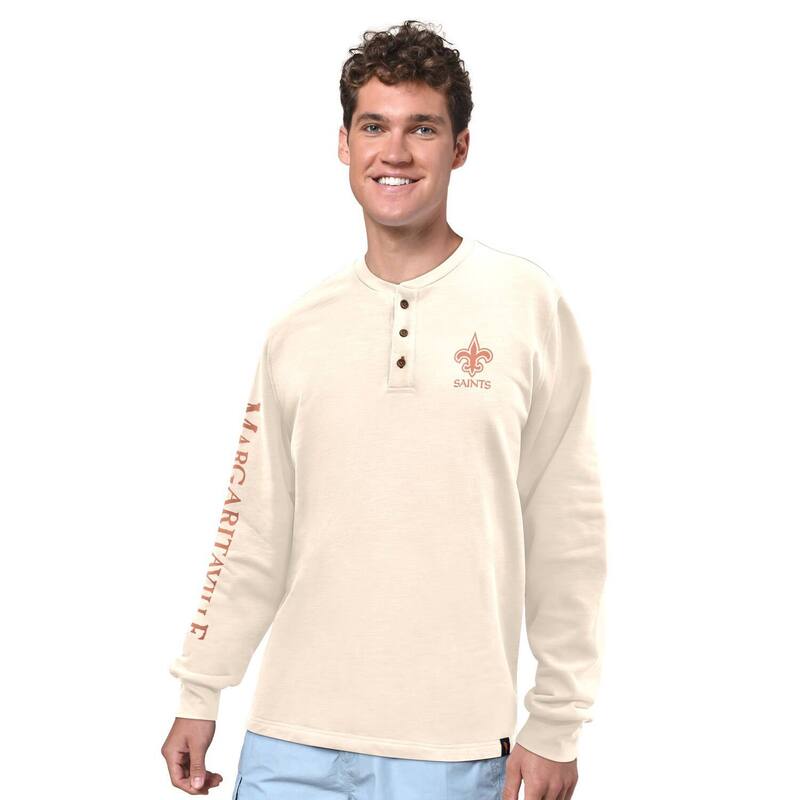 マルガリータビル メンズ トップス プルオーバー Men\u0027s Margaritaville Cream New Orleansaints Five O\u0027Clock Henley Long Sleeve T-Shirt Snt Beige ベージュ