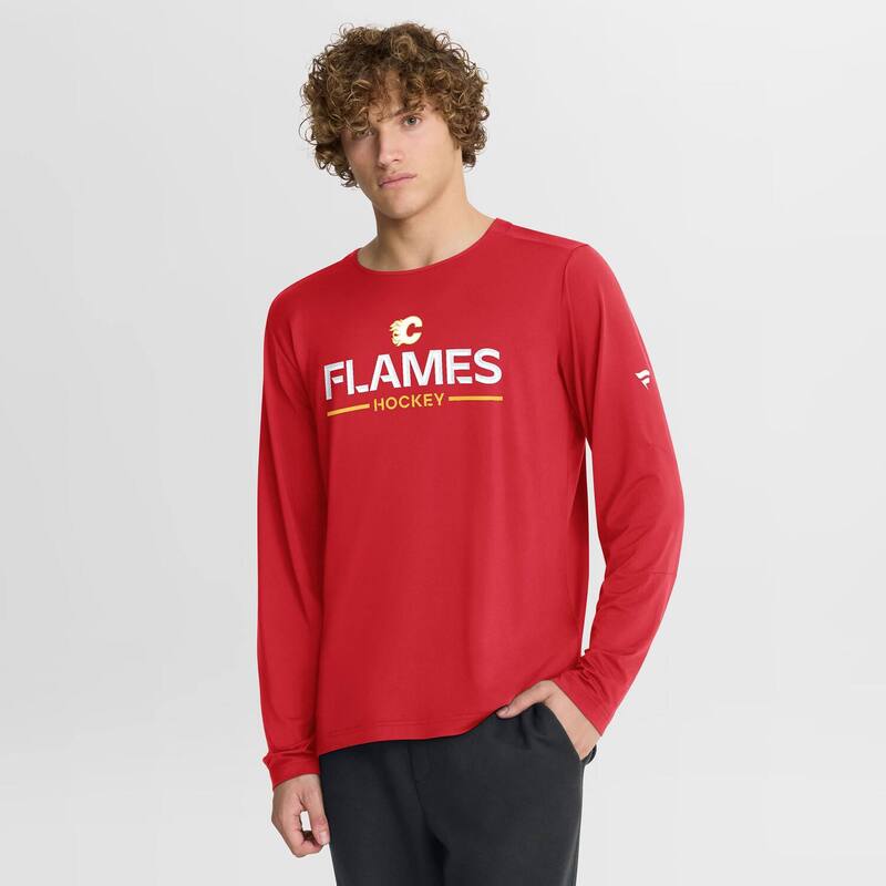 ファナティクス メンズ トップス プルオーバー Men\u0027s Fanatics Red Calgary Flames Authentic Pro Rink Tech Long Sleeve T-Shirt Flm Red 赤いこと