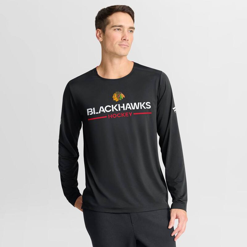 ファナティクス メンズ トップス プルオーバー Men\u0027s Fanatics Black Chicago Blackhawks Authentic Pro Rink Tech Long Sleeve T-Shirt Hwk Black 黒いこと