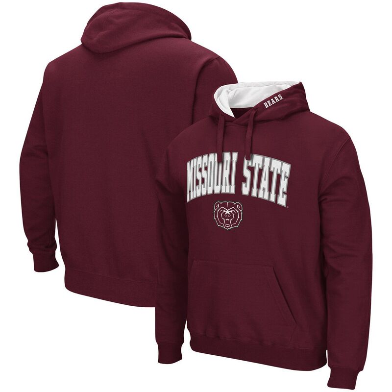 コロシアム メンズ トップス Tシャツ ロゴ パーカー Men's Colosseumaroon Missouri State University Bears Arch and Logo Pullover Hoodie Mos Red レッド