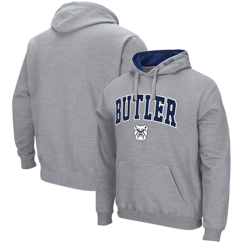 コロシアム メンズ トップス Tシャツ ロゴ パーカー Men's Colosseum Heathered Gray Butler Bulldogs Arch & Logo 3.0 Pullover Hoodie But Grey グレー
