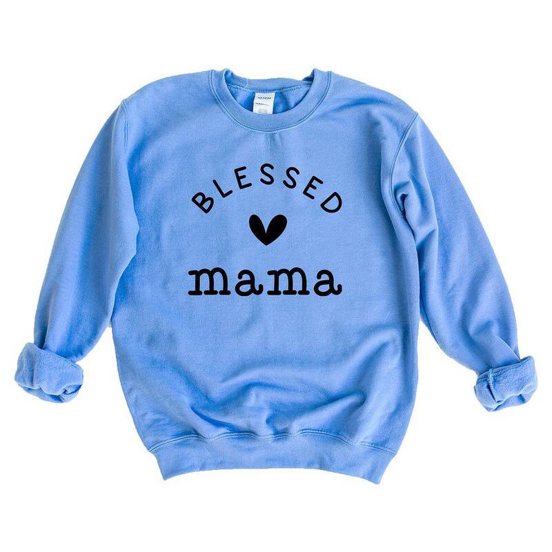 Simply Sage Market レディース トップス Tシャツ スウェット Simply Sage Market Blessed Mama Heart Sweatshirt Carolina Blue ブルー