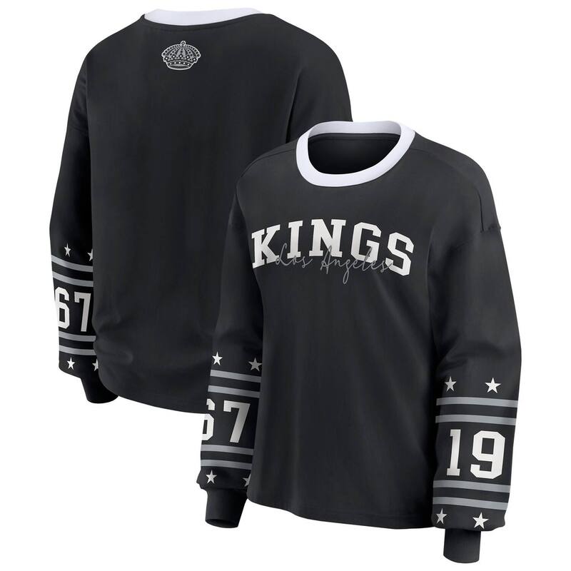 お召しもの バイ エリン アンド濫りがわしい レディース トップス ティーシャツ 長袖 Women\u0027s WEAR by Erin Andrews Black Los Angeles Kings Long-Sleeve Sport-Shirt Kgs Black 黒いこと Tシャツ・カットソー-レディースファッション-トップス