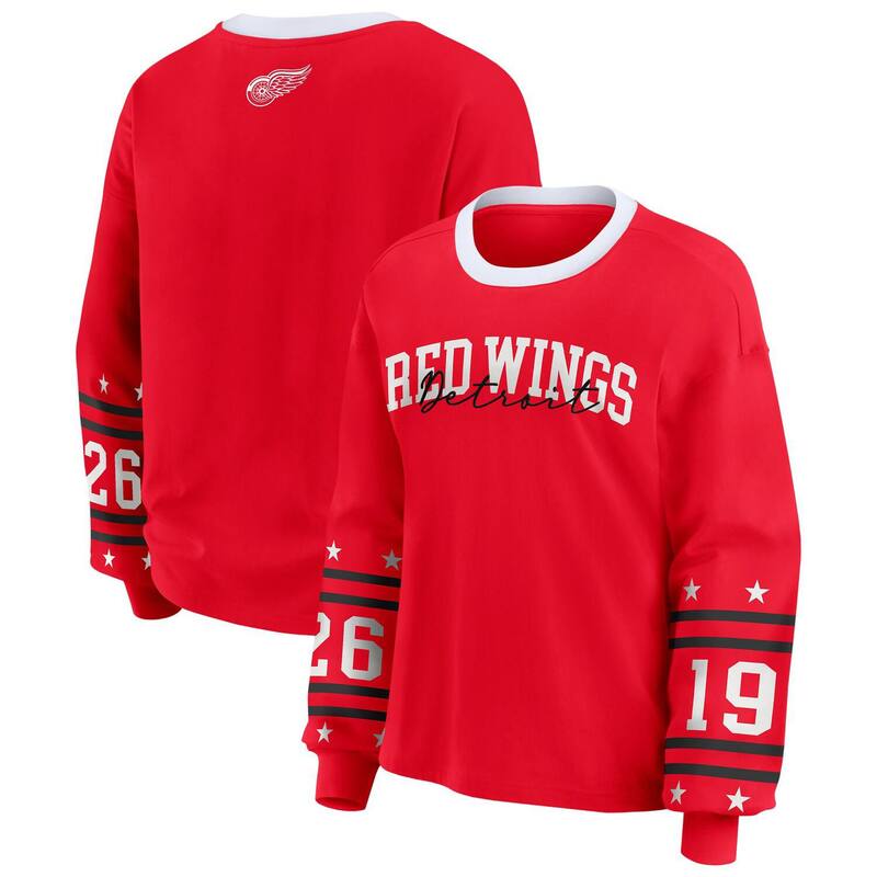 お召しもの バイ エリン アンド濫りがわしい レディース トップス ティーシャツ 長袖 Women\u0027s WEAR by Erin Andrews Redetroit Red Wings Long-Sleeve Sport-Shirt Rdw Red 赤いこと トップス-レディースファッション-Tシャツ・カットソー